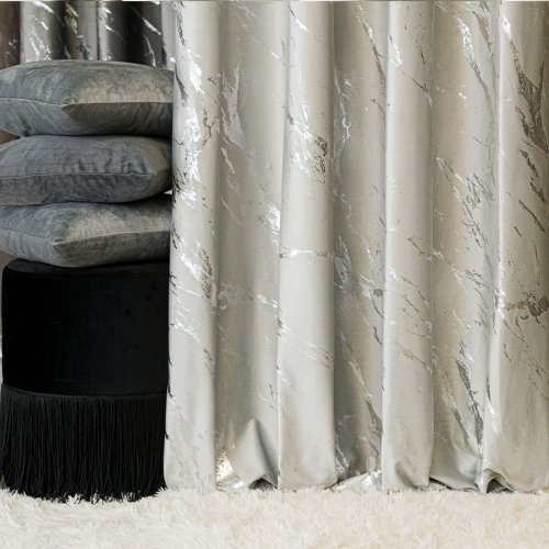 ZASŁONA MARMA NADRUK SREBRO/PASTELOWY SZARY DO 300CM