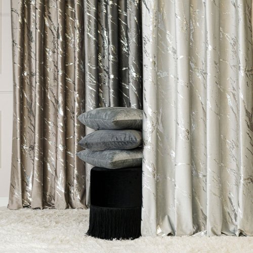 ZASŁONA MARMA NADRUK SREBRO/PASTELOWY SZARY DO 300CM