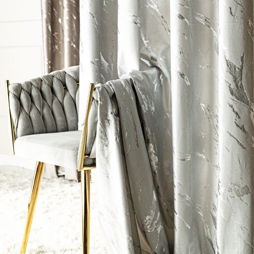 ZASŁONA MARMA NADRUK SREBRO/PASTELOWY SZARY DO 300CM