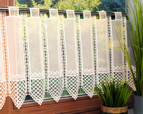 Zazdrostka etamina aplikacja ecru  40/65/90/120cm  (cena za 0,50mb)