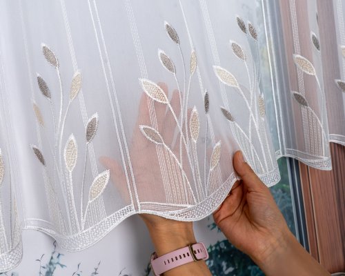 Zazdrostka woal haft brąz/krem 45cm/75cm  (cena za 0,50mb)