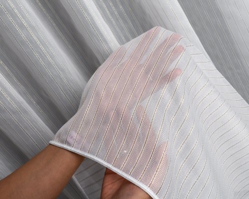 Firana jodełka linie pion tło biel-złoto oł. 300cm