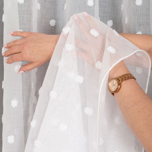 Firana naturalny splot kropki wypukłe 3d oł. 300cm