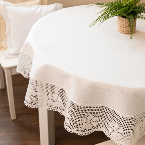 Obrus rachela biel koronkaOKRĄGŁY