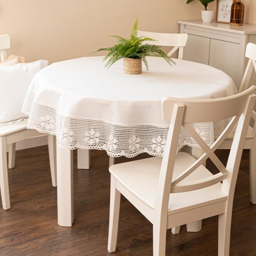 OBRUS RACHELA BIEL KORONKA OKRĄGŁY