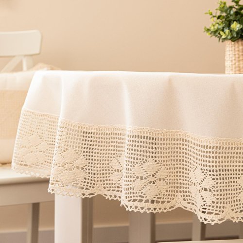 Obrus rachela ecru/krem koronka okrągły