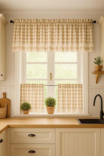 ZESTAW LAMBREKIN + ZAZDROSTKA BEŻ BRĄZ KRATA RUSTYKA