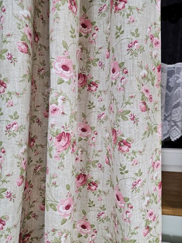 ZASŁONA NATURAL RÓŻE NA BEŻU  SZER.140cm