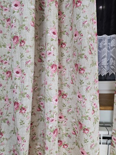 ZASŁONA NATURAL RÓŻE NA BEŻU  SZER.140cm