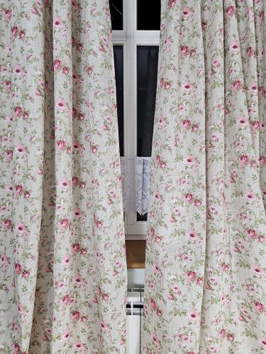 ZASŁONA NATURAL RÓŻE NA BEŻU  SZER.140cm