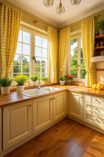 Zasłona żółta krata obustronna szer.130cm