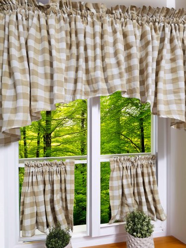 Zestaw lambrekin + zazdrostka brązowa krata