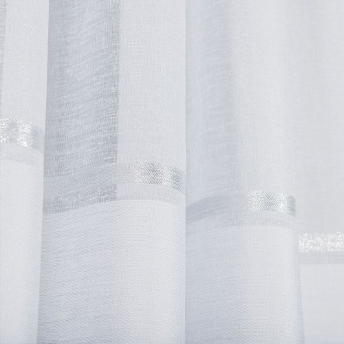 FIRANA BATYST NATURAL PAS SREBRNY 300CM