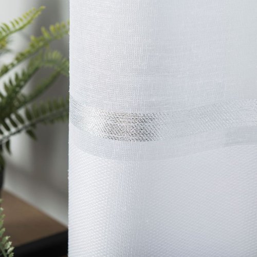 FIRANA BATYST NATURAL PAS SREBRNY 300CM