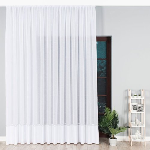 FIRANA BATYST NATURAL PAS SREBRNY 300CM