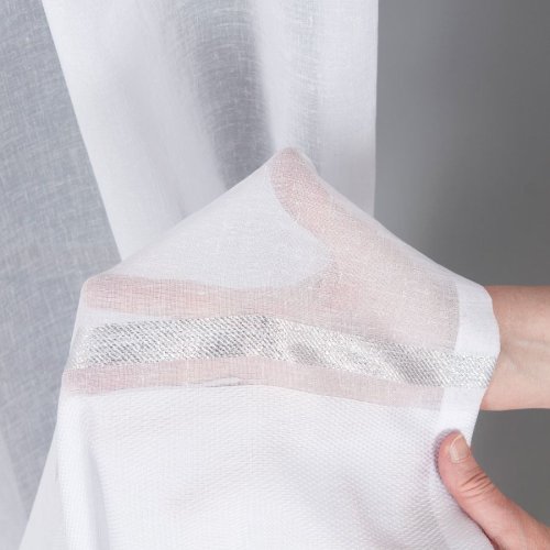 FIRANA BATYST NATURAL PAS SREBRNY 300CM