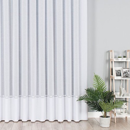 FIRANA BATYST NATURAL PAS SREBRNY 300CM