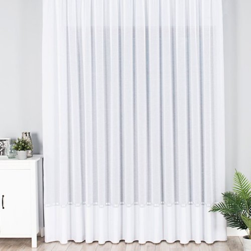 FIRANA BATYST NATURAL PAS SREBRNY 300CM