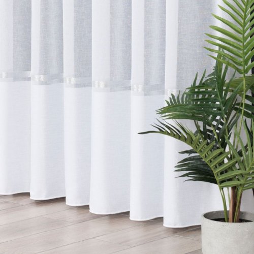 Firana batyst natural pas srebrny 300cm