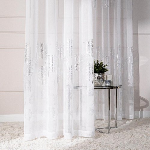 Firana etamina srebrne liście 280cm