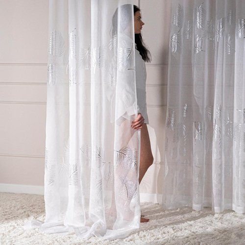 FIRANA ETAMINA SREBRNE LIŚCIE 280CM