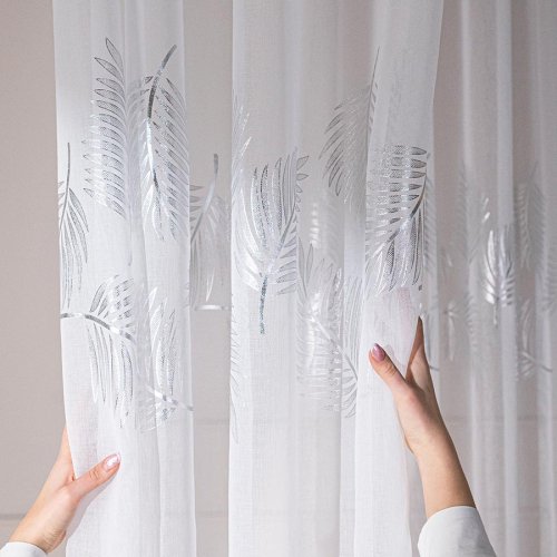 FIRANA ETAMINA SREBRNE LIŚCIE 280CM