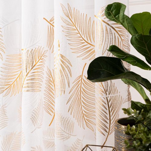 FIRANA ETAMINA ZŁOTE LIŚCIE GOTOWA 140cm/250cm 