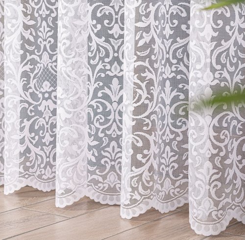 FIRANA ŻAKARD KORONKA DOŁEM BIAŁA DO 330CM