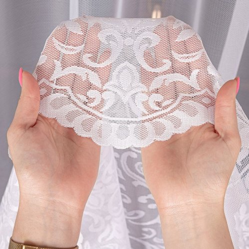 FIRANA ŻAKARD KORONKA DOŁEM BIAŁA DO 330CM