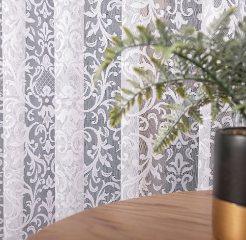 FIRANA ŻAKARD KORONKA DOŁEM BIAŁA DO 330CM