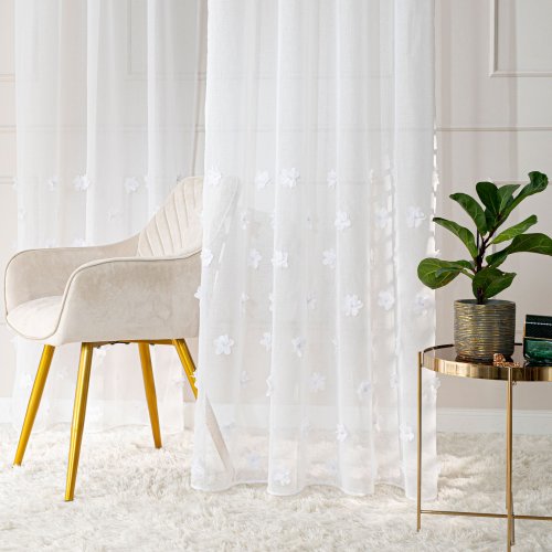 FIRANA ETAMINA PERŁA KWIATY 3D DO 280CM