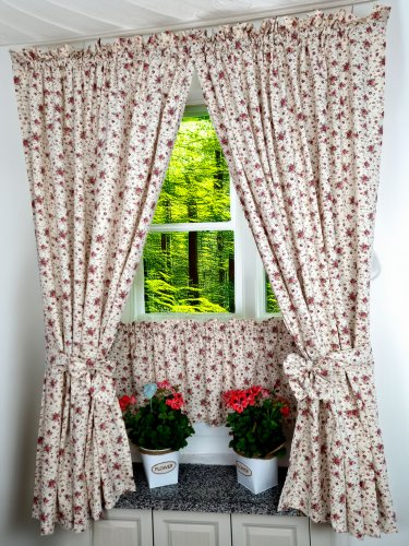 Zakostyl zasłony + zazdrostka krem małe róże