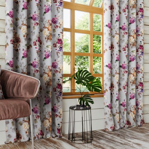 Zasłona blackout eleonor szare tło szer.150cm