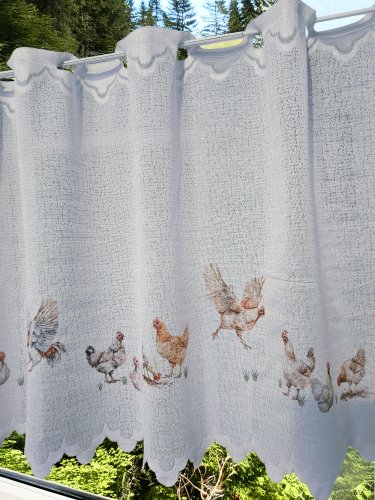 ZAZDROSTKA ŻAKARD KURY 50CM/70CM  (cena za 0,50mb)