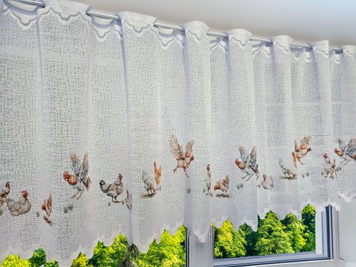 ZAZDROSTKA ŻAKARD KURY 50CM/70CM  (cena za 0,50mb)