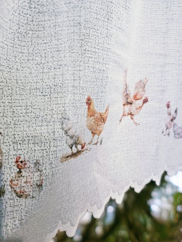 ZAZDROSTKA ŻAKARD KURY 50CM/70CM  (cena za 0,50mb)