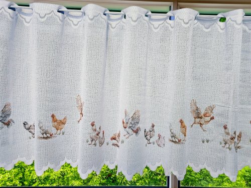 ZAZDROSTKA ŻAKARD KURY 50CM/70CM  (cena za 0,50mb)