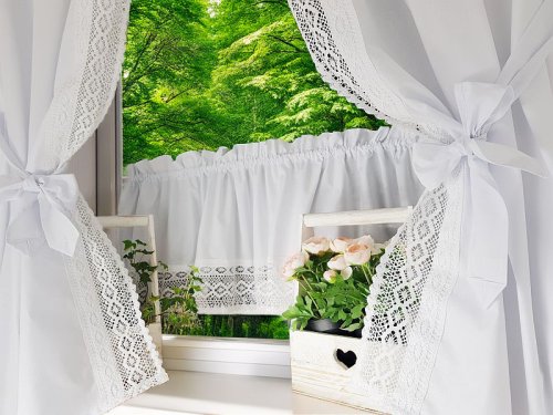 Zestaw zasłon+zazdrostka koronka shabby chic