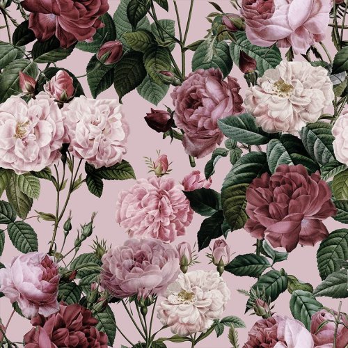 ZASŁONA VELVET  ROSES SZARE RÓŻ TŁO SZER.150cm