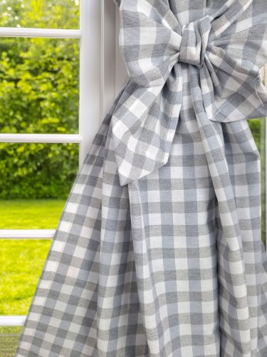 KOMPLET LAMBREKIN + ZASŁONY SZARA KRATA