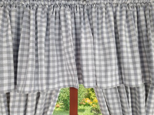 KOMPLET LAMBREKIN + ZASŁONY SZARA KRATA