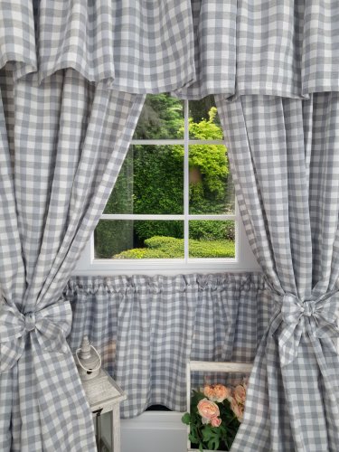 ZAKOSTYL KOMPLET SZARA KRATKA OBUSTRONNA