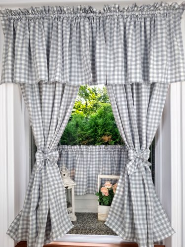 ZAKOSTYL KOMPLET SZARA KRATKA OBUSTRONNA