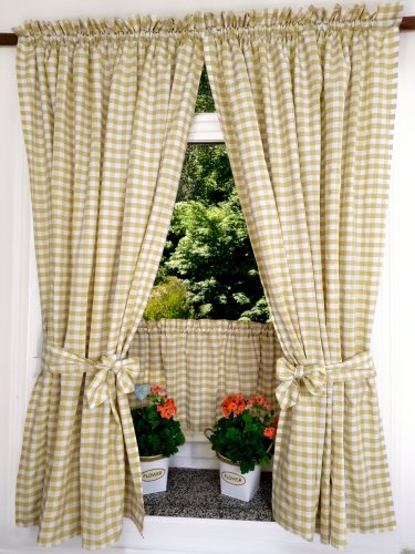 Zakostyl zasłony + zazdrostka kratka brąz