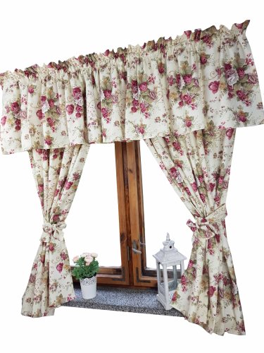 KOMPLET LAMBREKIN + ZASŁONY ANGIELSKA RÓŻA