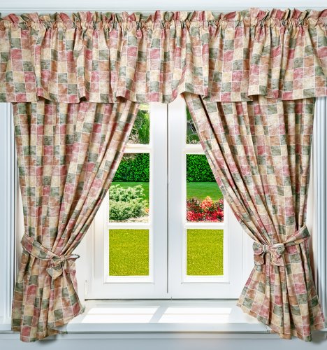 Komplet lambrekin + zasłony kolory ziemii