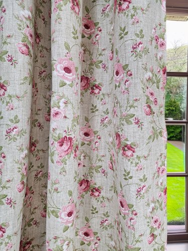 Zasłona natural róże na beżu  szer.140cm