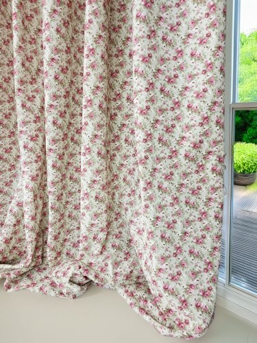 ZASŁONA VINTAGE SHABBY CHIC ROSES SZER.130CM
