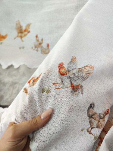 ZAZDROSTKA ŻAKARD KURY 50CM/70CM  (cena za 0,50mb)