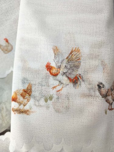 ZAZDROSTKA ŻAKARD KURY 50CM/70CM  (cena za 0,50mb)